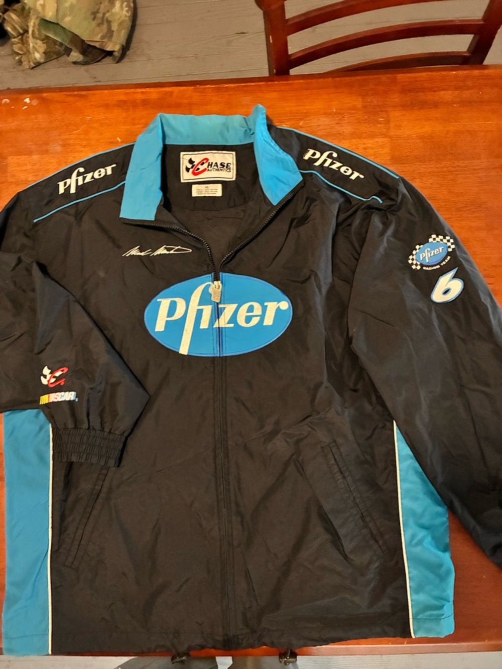 Chase Authentics XL Pfizer NASCAR Windbreaker Jacket - Mark Martin Design